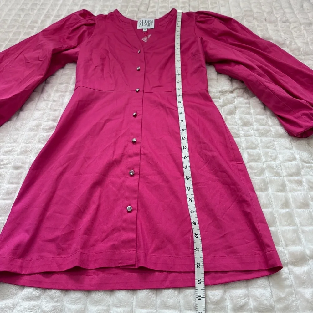 NEW Alden Adair XS Magenta Pink Athena Rhinestone Button Puff Sleeve Dress - Picture 5 of 7